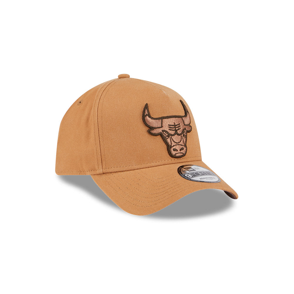 Chicago Bulls Hat - Washed Canvas Bronze 9Forty A-Frame NBA Snapback Cap - New Era